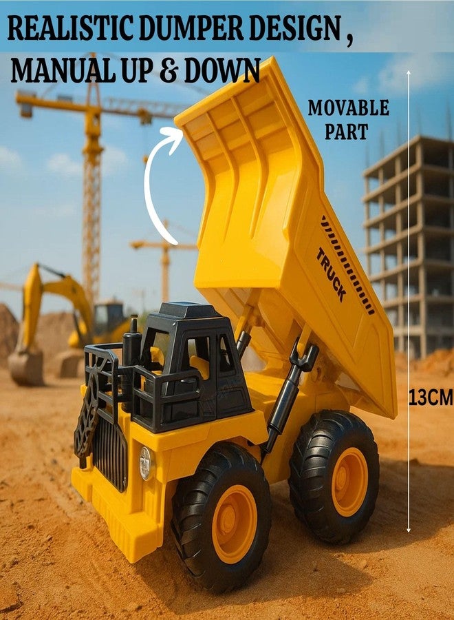 GRAPHENE Mining Dumper JCB Truck Toy Construction Vehicles for Kids Press & Go Friction Pushdozer Digger Toys Realistic Simulation Movable Joints Building Lorry Toys for 1+ Year Baby Boy Toddlers - Image 3